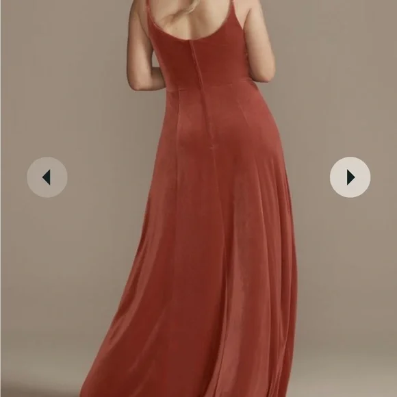 cinnamon velvet bridesmaid dresses Baltic Born Womens Katelyn Velvet Maxi Wrap Dress | Cinnamon